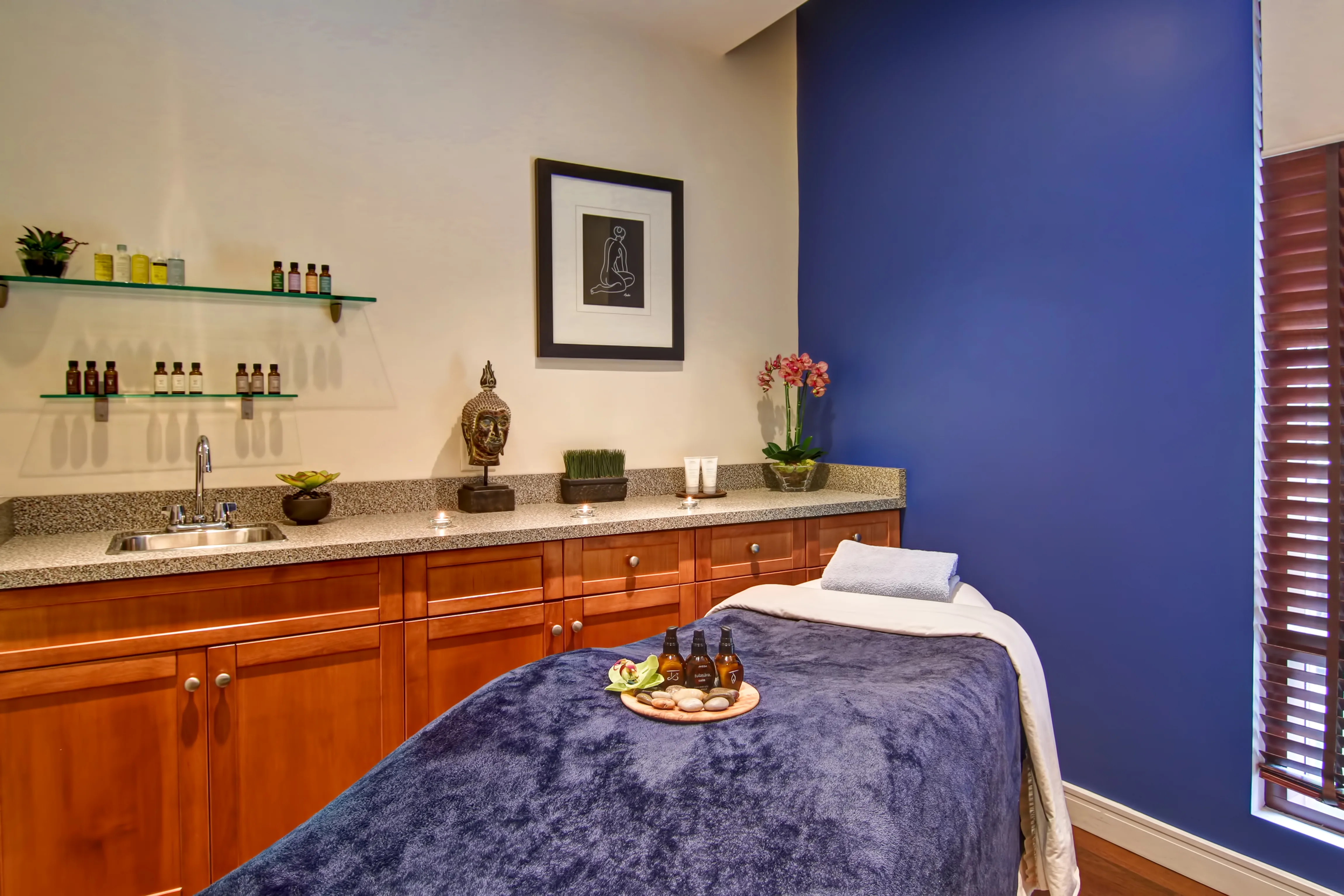 Private massage treatment room at the spa